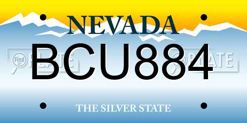 BCU884 Nevada License Plate
