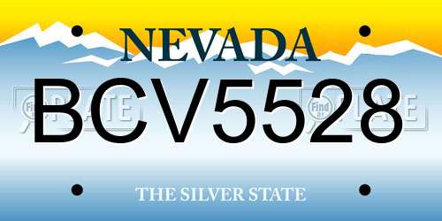 BCV5528 Nevada License Plate