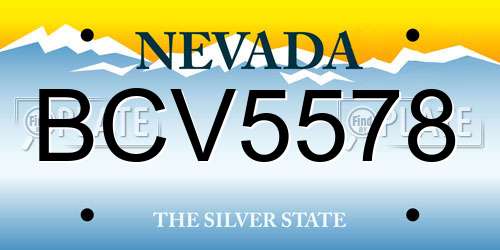 BCV5578 Nevada License Plate