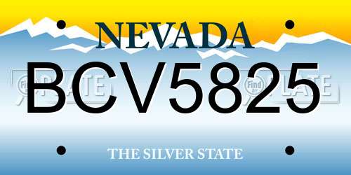 BCV5825 Nevada License Plate