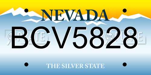 BCV5828 Nevada License Plate