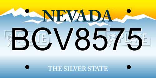 BCV8575 Nevada License Plate