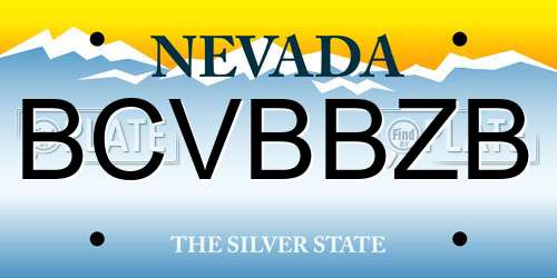 BCVBBZB Nevada License Plate