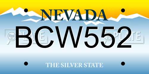 BCW552 Nevada License Plate