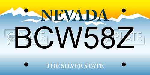 BCW58Z Nevada License Plate