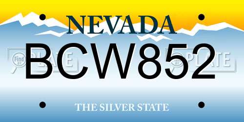 BCW852 Nevada License Plate