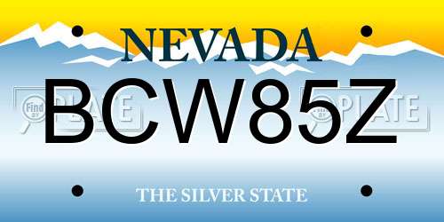BCW85Z Nevada License Plate