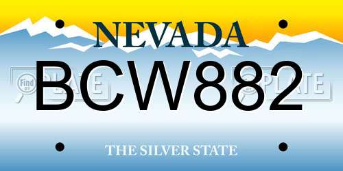 BCW882 Nevada License Plate