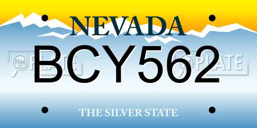 BCY562 Nevada License Plate