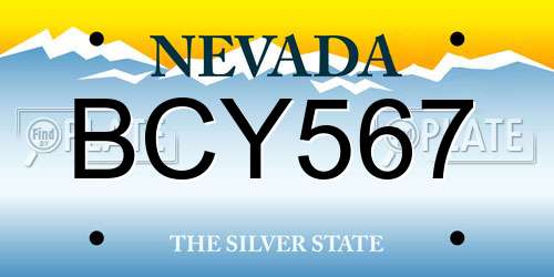 BCY567 Nevada License Plate