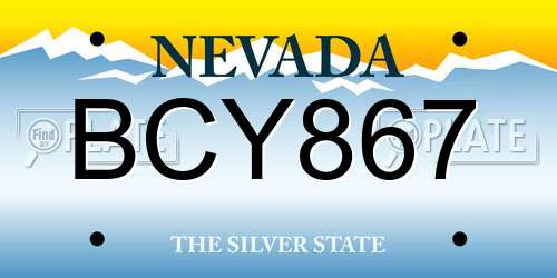 BCY867 Nevada License Plate