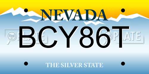 BCY86T Nevada License Plate