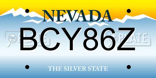 BCY86Z Nevada License Plate