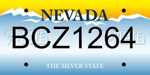 BCZ1264 Nevada License Plate