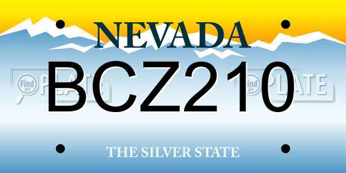 BCZ210 Nevada License Plate