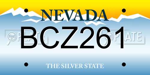 BCZ261 Nevada License Plate