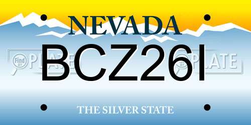 BCZ26I Nevada License Plate