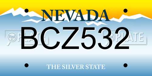 BCZ532 Nevada License Plate