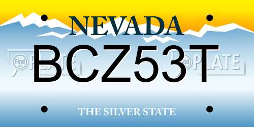 BCZ53T Nevada License Plate