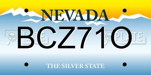 BCZ71O Nevada License Plate