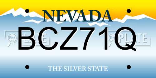 BCZ71Q Nevada License Plate