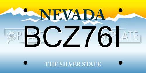 BCZ76I Nevada License Plate