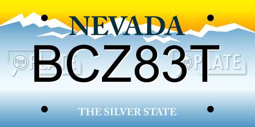 BCZ83T Nevada License Plate