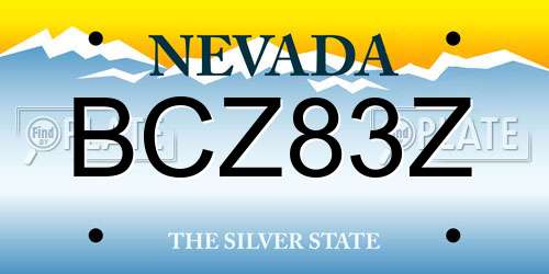 BCZ83Z Nevada License Plate