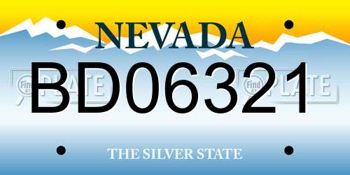 BD06321 Nevada License Plate