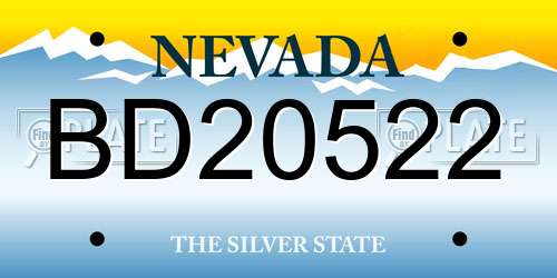 BD20522 Nevada License Plate
