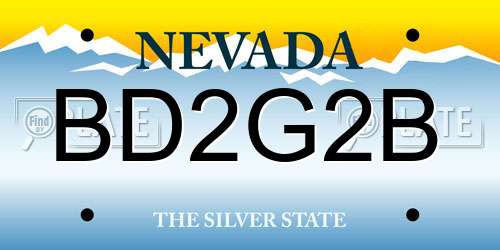 BD2G2B Nevada License Plate