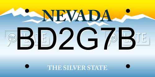 BD2G7B Nevada License Plate
