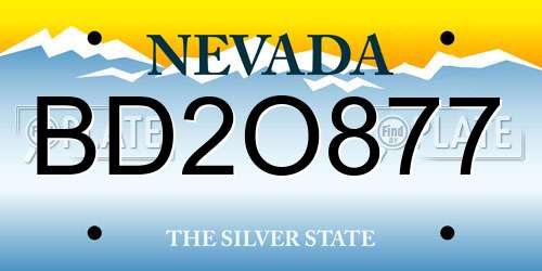 BD2O877 Nevada License Plate