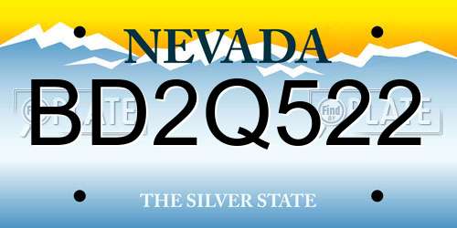 BD2Q522 Nevada License Plate
