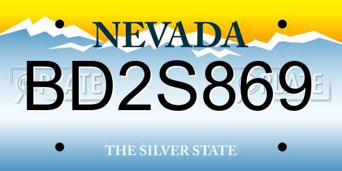 BD2S869 Nevada License Plate