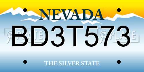 BD3T573 Nevada License Plate