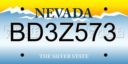 BD3Z573 Nevada License Plate