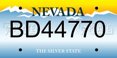 BD44770 Nevada License Plate