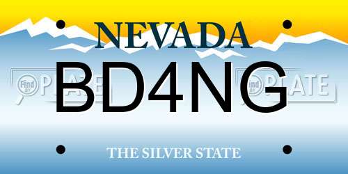 BD4NG Nevada License Plate