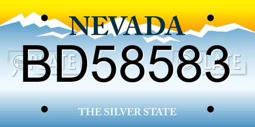 BD58583 Nevada License Plate