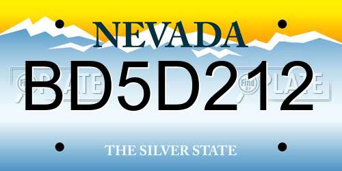 BD5D212 Nevada License Plate