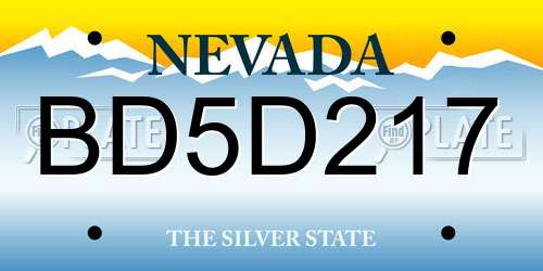 BD5D217 Nevada License Plate