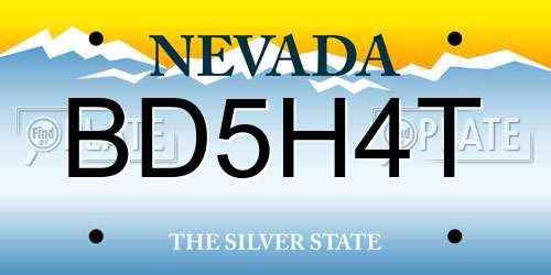 BD5H4T Nevada License Plate