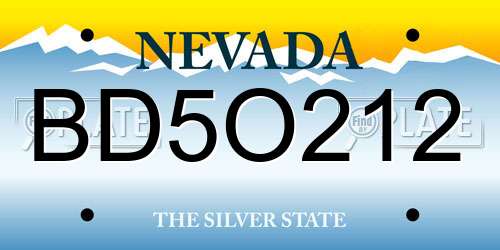 BD5O212 Nevada License Plate