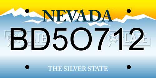 BD5O712 Nevada License Plate