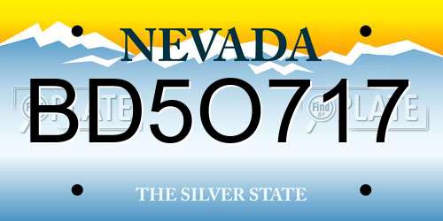 BD5O717 Nevada License Plate