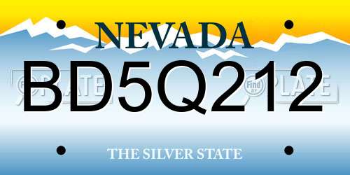 BD5Q212 Nevada License Plate