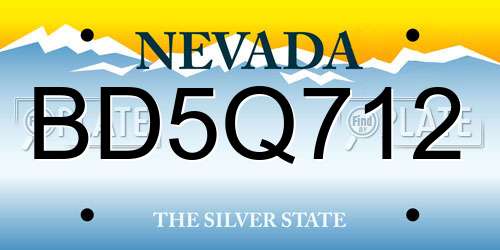BD5Q712 Nevada License Plate