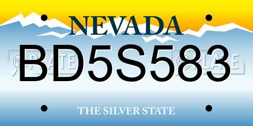 BD5S583 Nevada License Plate