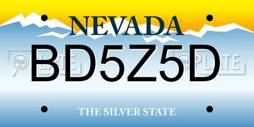 BD5Z5D Nevada License Plate